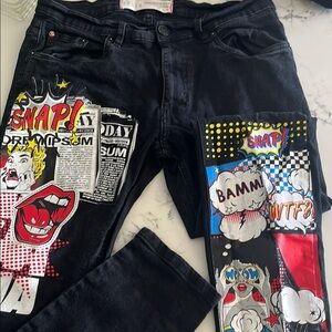Spark Graphic Black Jeans